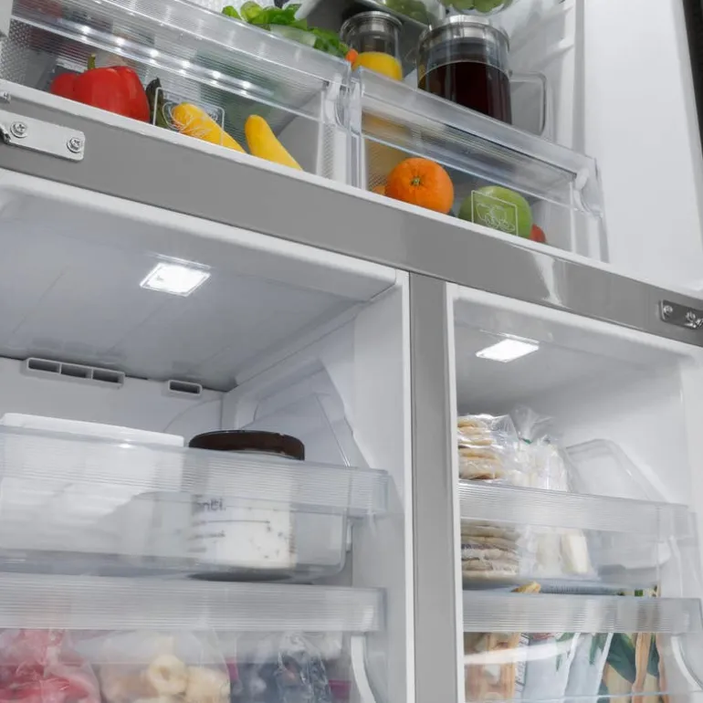 HAIER 16,8 Cu Ft 33 In Refrigerator Stainless Steel Bottom Freezer, French door - QHE16HYPFS