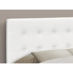 Headboard - full size - button tufted / upholstered panel - white leather-loo - Monarch
