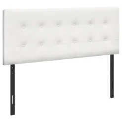 Headboard - full size - button tufted / upholstered panel - white leather-loo - Monarch