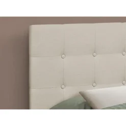 Headboard - full size - button tufted / upholstered panel - beige linen-look - Monarch