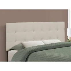 Headboard - full size - button tufted / upholstered panel - beige linen-look - Monarch