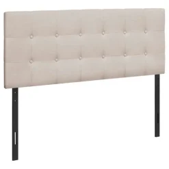 Headboard - full size - button tufted / upholstered panel - beige linen-look - Monarch