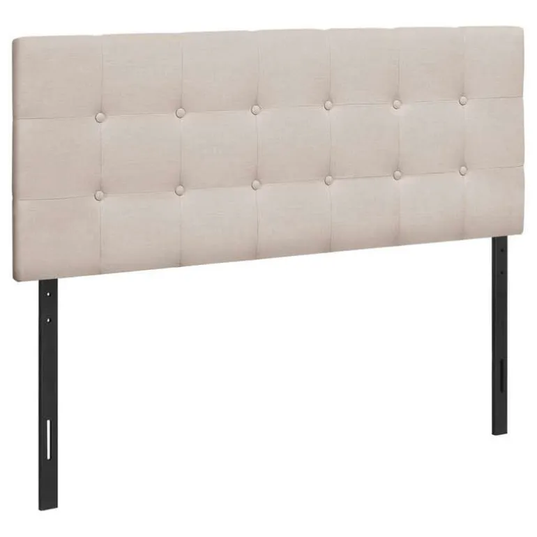 Headboard - full size - button tufted / upholstered panel - beige linen-look - Monarch