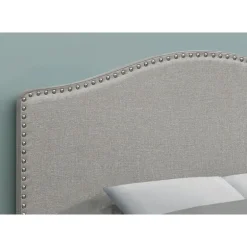 Headboard - full size - nailhead trim / arched top / upholstered panel - grey - Monarch