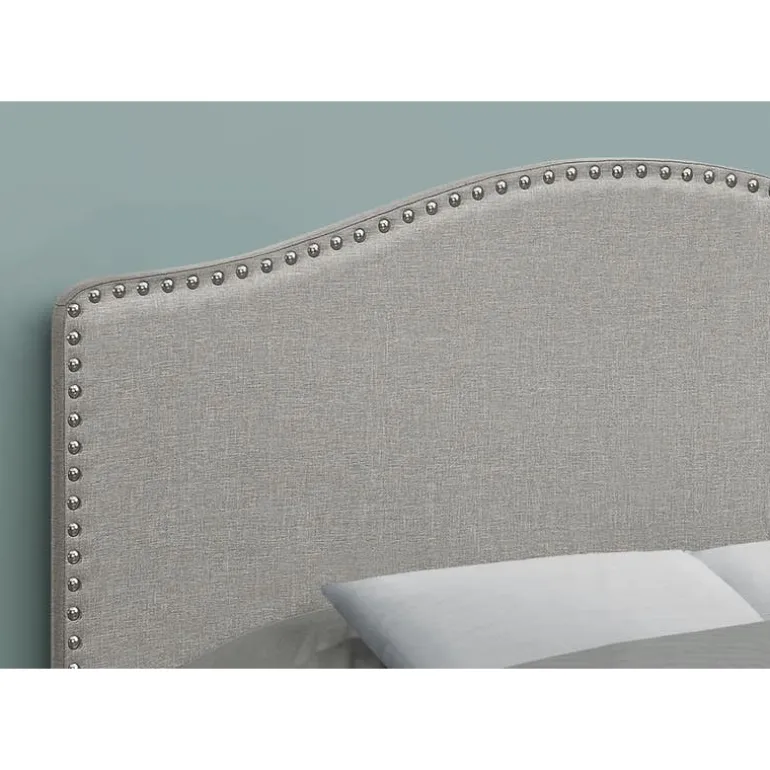 Headboard - full size - nailhead trim / arched top / upholstered panel - grey - Monarch