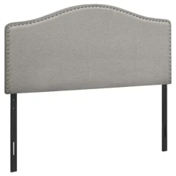 Headboard - full size - nailhead trim / arched top / upholstered panel - grey - Monarch