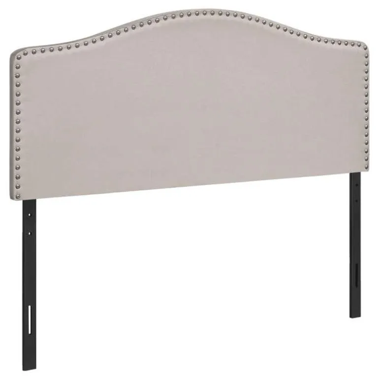 Headboard - full size - nailhead trim / arched top / upholstered panel - beig - Monarch