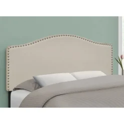 Headboard - full size - nailhead trim / arched top / upholstered panel - beig - Monarch