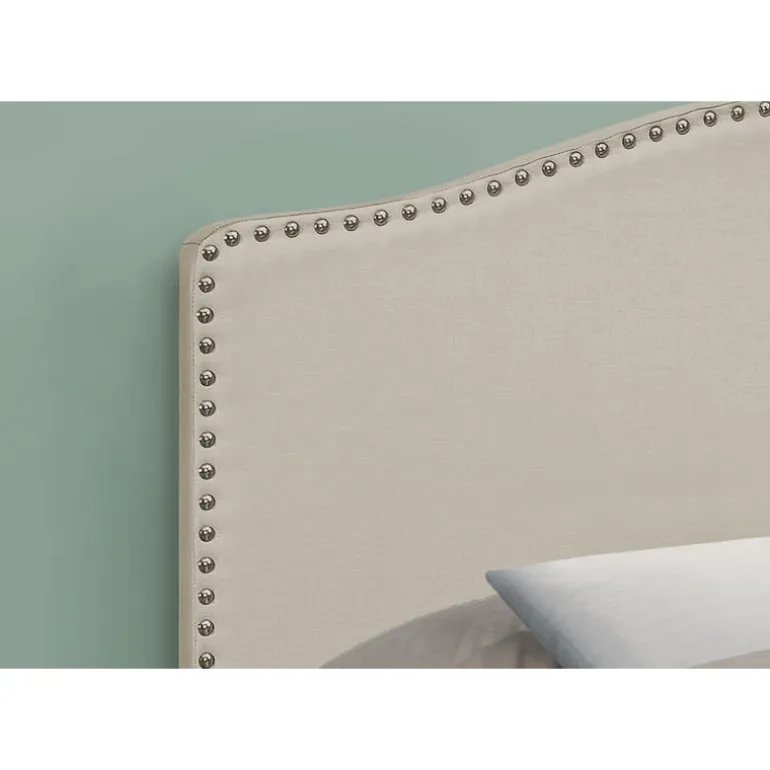 Headboard - full size - nailhead trim / arched top / upholstered panel - beig - Monarch