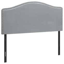 Headboard - full size - nailhead trim / arched top / upholstered panel - grey - Monarch