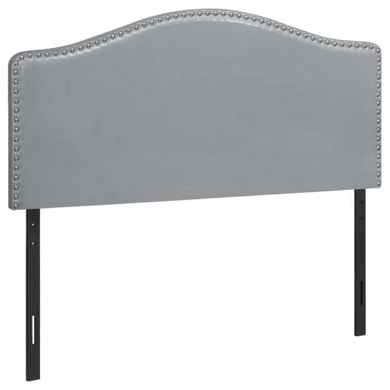 Headboard - full size - nailhead trim / arched top / upholstered panel - grey - Monarch