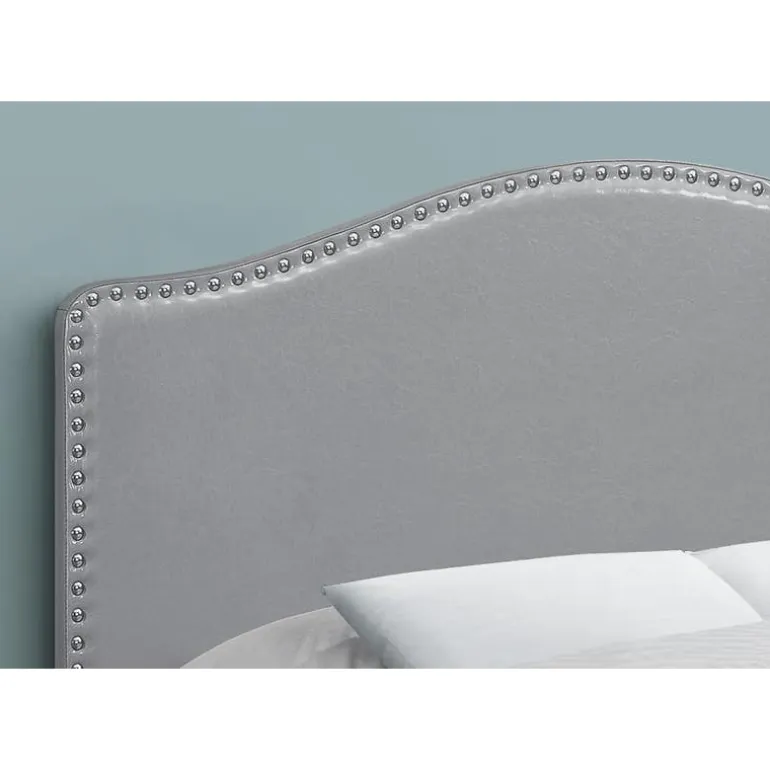 Headboard - full size - nailhead trim / arched top / upholstered panel - grey - Monarch