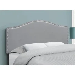 Headboard - full size - nailhead trim / arched top / upholstered panel - grey - Monarch