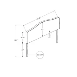 Headboard - full size - nailhead trim / arched top / upholstered panel - grey - Monarch