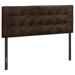 Headboard - queen size - button tufted / upholstered panel - dark brown leath - Monarch
