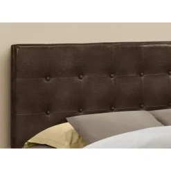 Headboard - queen size - button tufted / upholstered panel - dark brown leath - Monarch