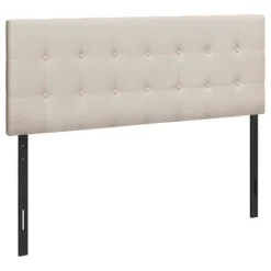 Headboard - queen size - button tufted / upholstered panel - beige linen-look - Monarch