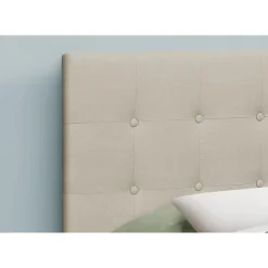Headboard - queen size - button tufted / upholstered panel - beige linen-look - Monarch