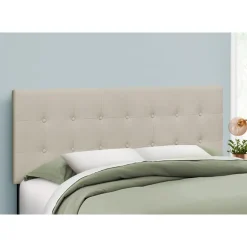 Headboard - queen size - button tufted / upholstered panel - beige linen-look - Monarch