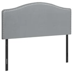 Headboard - queen size - nailhead trim / arched top / upholstered panel - gre - Monarch