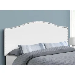 Headboard - queen size - nailhead trim / arched top / upholstered panel - whi - Monarch