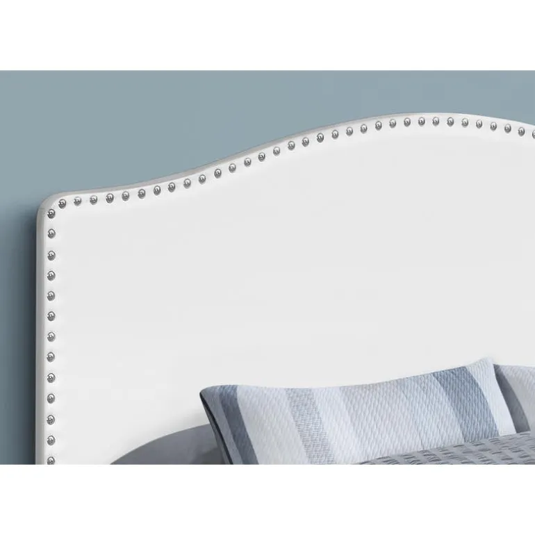 Headboard - queen size - nailhead trim / arched top / upholstered panel - whi - Monarch