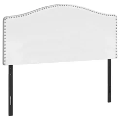 Headboard - queen size - nailhead trim / arched top / upholstered panel - whi - Monarch