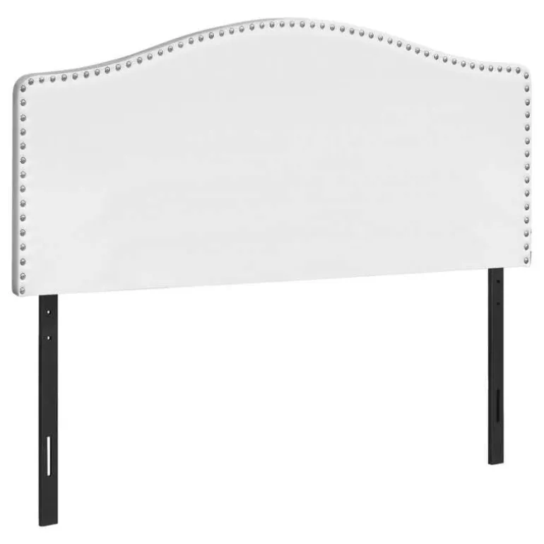 Headboard - queen size - nailhead trim / arched top / upholstered panel - whi - Monarch