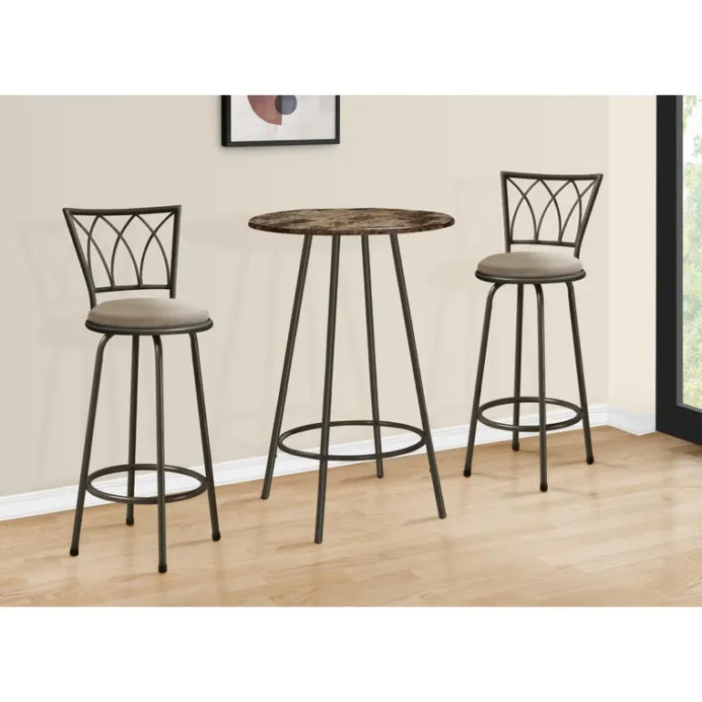 Home bar - 30"dia / espresso marble / coffee metal - Monarch