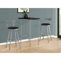 Home bar - 24"x 36" / black / silver metal spacesaver - Monarch