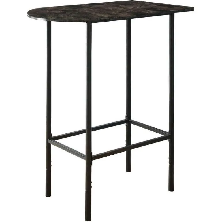 Home bar - 24"x 36" / grey marble / charcoal metal - Monarch