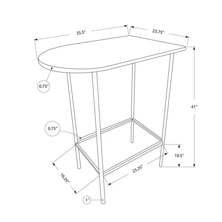 Home bar - 24"x 36" / grey marble / charcoal metal - Monarch