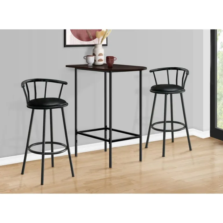 Home bar - 24"x 36"/ espresso / black metal spacesaver - Monarch