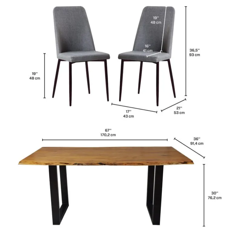 67-Inch Table with 4 Chairs