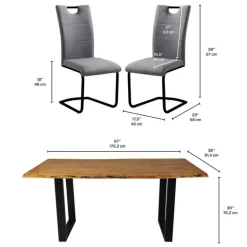 67-Inch Table with 4 Chairs - Grey