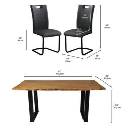67-Inch Table with 4 Chairs - Black