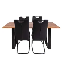 67-Inch Table with 4 Chairs - Black