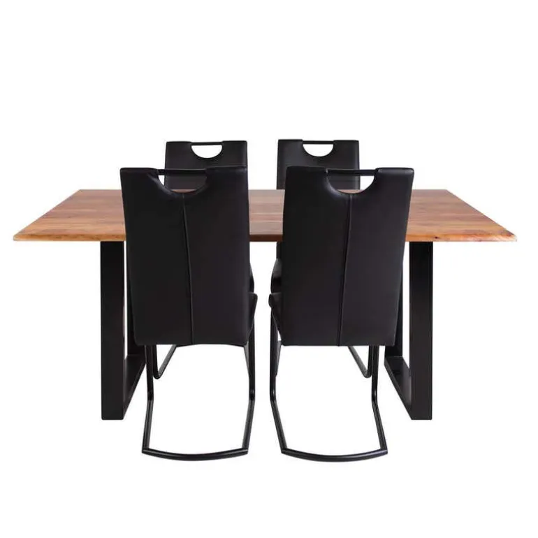 67-Inch Table with 4 Chairs - Black
