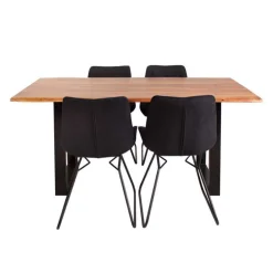 67-Inch Table with 4 Chairs - Black
