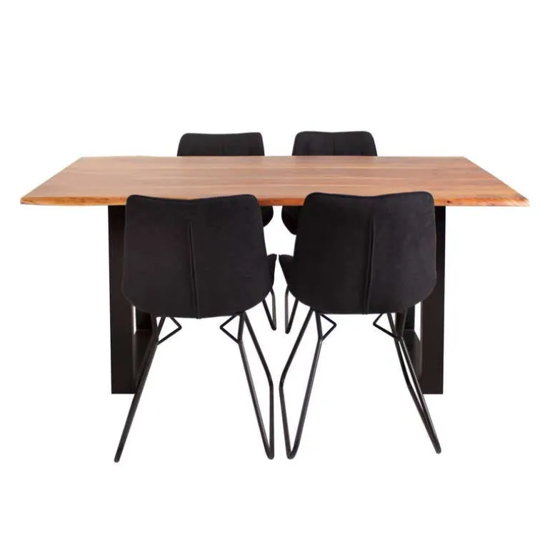 67-Inch Table with 4 Chairs - Black