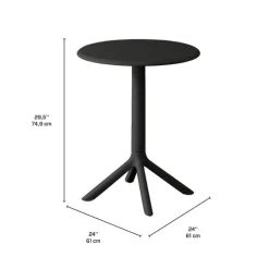 Indoor/Outdoor Resin Dining Set with Round Table and 2 Stackable Chairs – Black