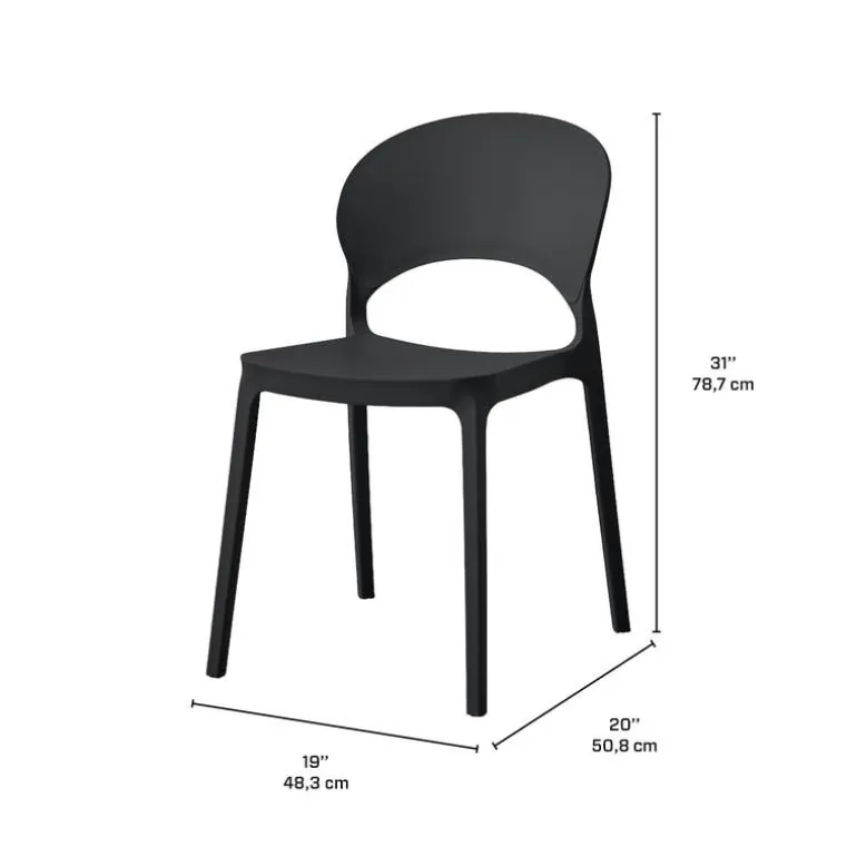 Indoor/Outdoor Resin Dining Set with Round Table and 2 Stackable Chairs – Black