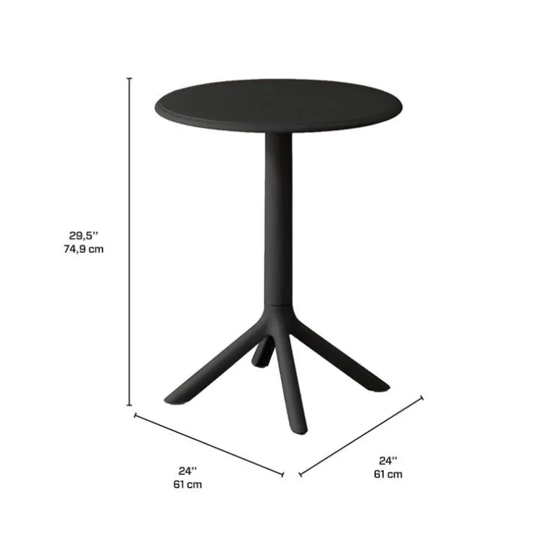 Indoor/Outdoor Resin Round Dining Table – Black