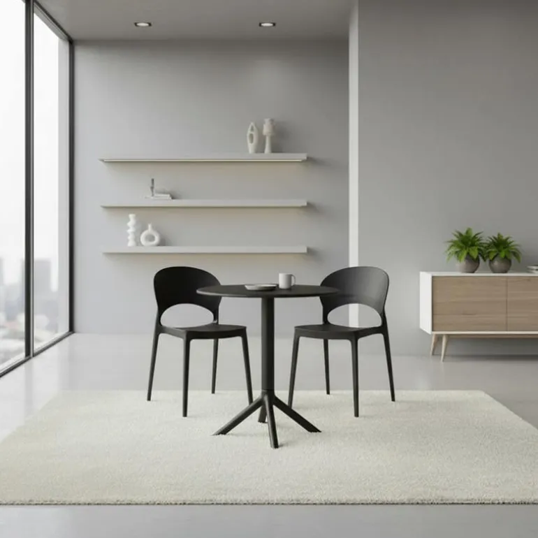 Indoor/Outdoor Resin Round Dining Table – Black