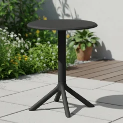 Indoor/Outdoor Resin Round Dining Table – Black