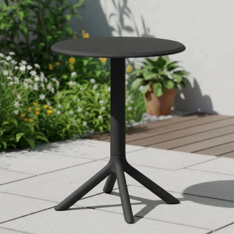 Indoor/Outdoor Resin Round Dining Table – Black