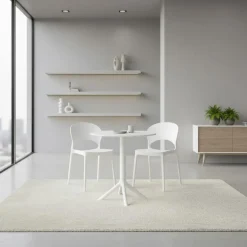 Indoor/Outdoor Resin Round Dining Table – White