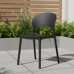 Indoor/Outdoor Resin Stackable Chair - Black