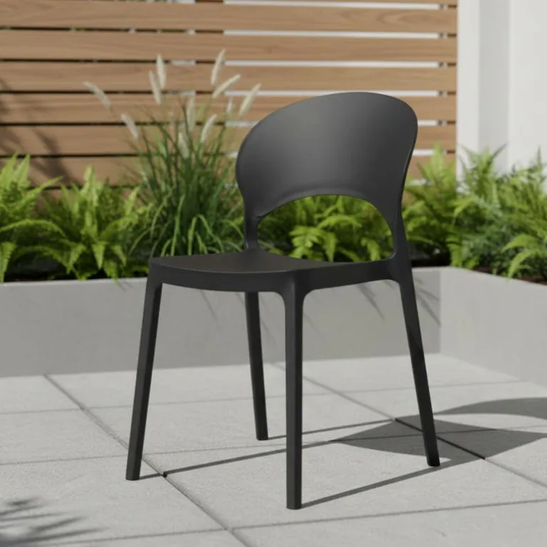Indoor/Outdoor Resin Stackable Chair - Black