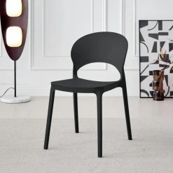 Indoor/Outdoor Resin Stackable Chair - Black